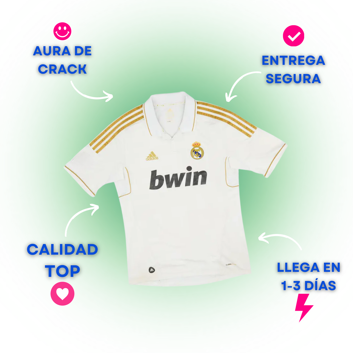 Real Madrid 2011-12 Local Adidas Dorado — Liquidación talla S