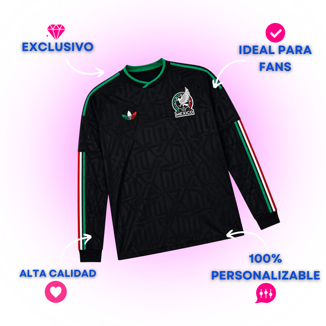 México Tercer Uniforme Negro Manga Larga 2026 – Versión Jugador