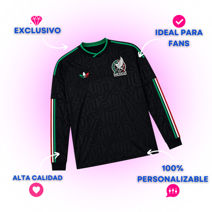 México Tercer Uniforme Negro Manga Larga 2026 – Versión Jugador