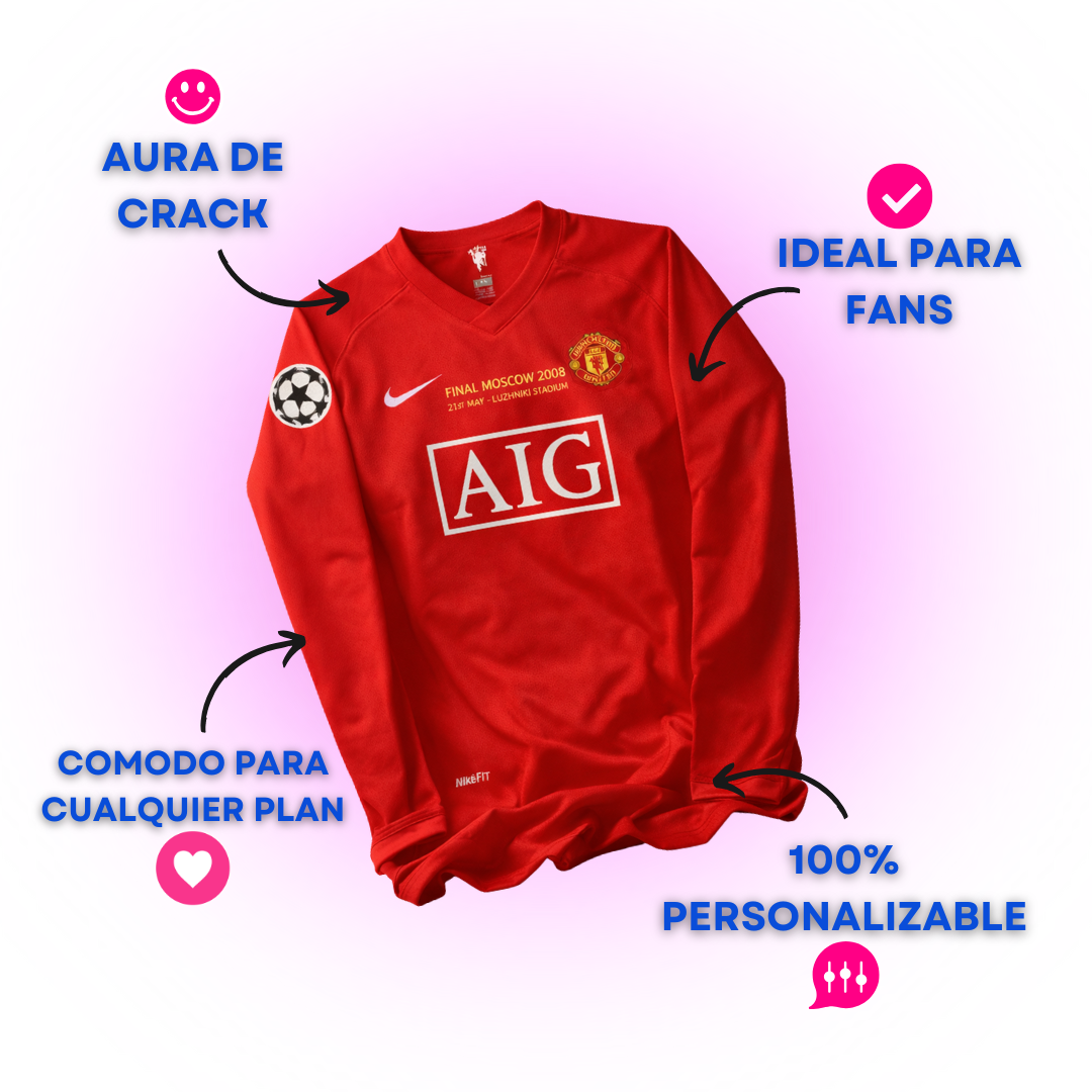 Manchester United 07-08 Local manga larga