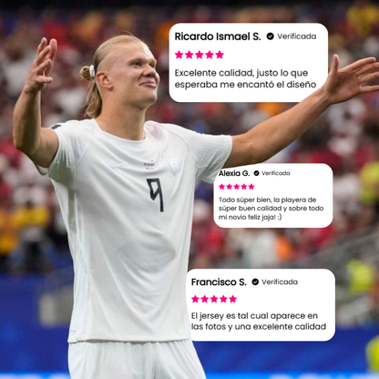 Noruega Mundial 2026 uniforme blanco versión jugador